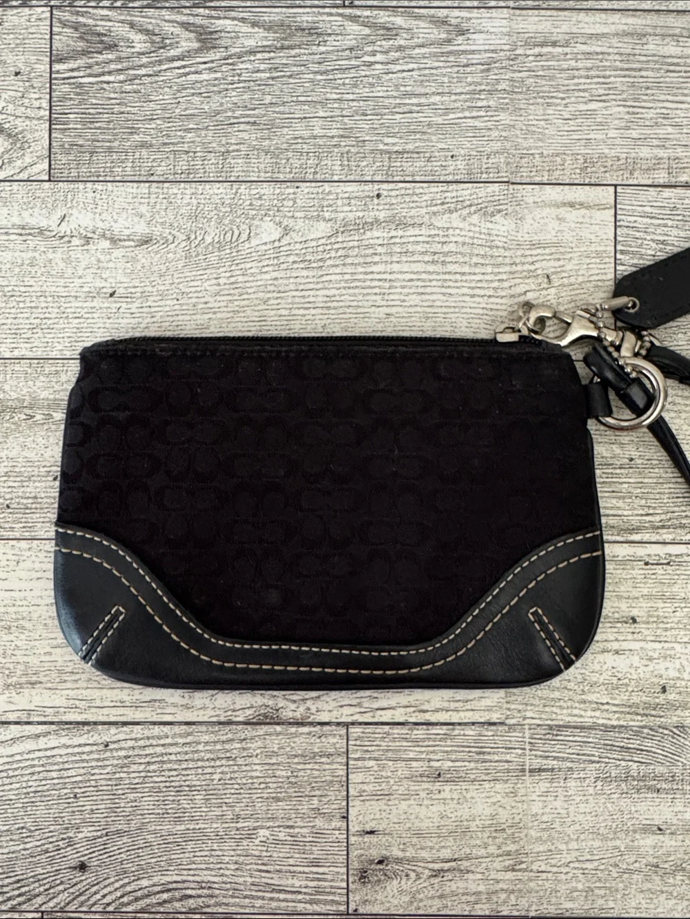 Coach Black Canvas &Leather Wristlet